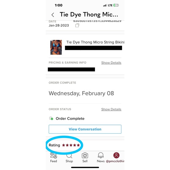 NEW Blue Tie Dye Thong Micro Cheeky String Bikini Size MEDIUM - Picture 7 of 7